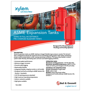 ASME Expansion Tanks: Series B Full Acceptance Pre-Charged Bladder Tanks