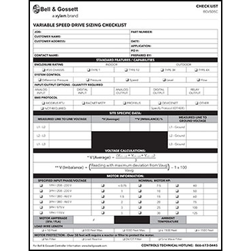 Variable Speed Drive Sizing Checklist