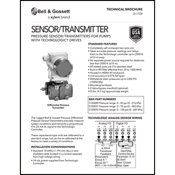 Sensor/Transmitter: Pressure Sensor/Transmitter for Pumps with Technologic Drives