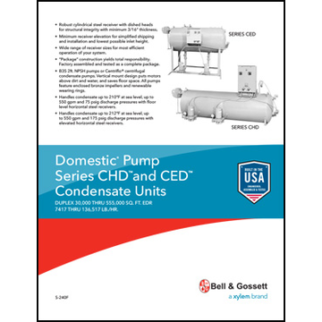 Domestic Pump Series CHD and CED Condensate Units: Duplex 30,000 Thru 555,000 SQ. FT. EDR 7417 Thru 136,517 LB./HR