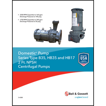 Domestic Pump Series Type B35, HB35 and HB17 - 2 Ft. NPSH - Centrifugal Pumps