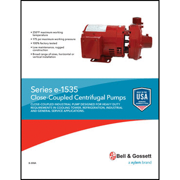 Series e-1535: Close-Coupled Centrifugal Pumps: Close-Coupled Industrial Pump Designed For Heavy Duty Requirements in Cooling Tower, Refrigeration, Industrial and General Service Applications