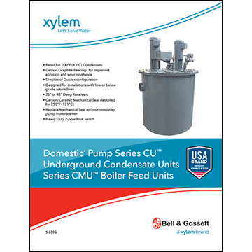 Domestic Pump Series CU Underground Condensate Units Series SMU Boiler Feed Units