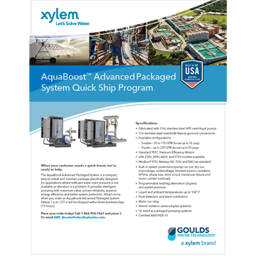 AquaBoost Advanced Packaged System Quick Ship Program