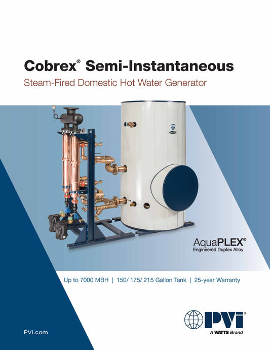 Cobrex Semi-Instantaneous: Steam-Fired Domestic Hot Water Generator