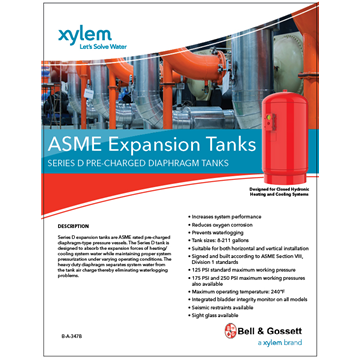 ASME Expansion Tanks: Series D Pre-Charged Diaphragm Tanks