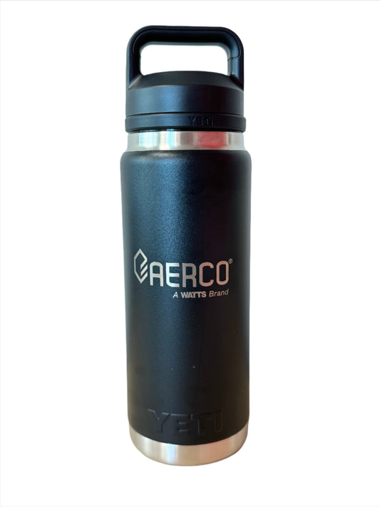 Yeti Rambler 26 oz Black Water Bottle with Chug Cap - AERCO, RLD Branded