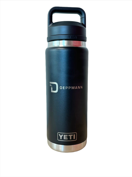 Yeti Rambler 26 oz Black Water Bottle with Chug Cap - AERCO, RLD Branded