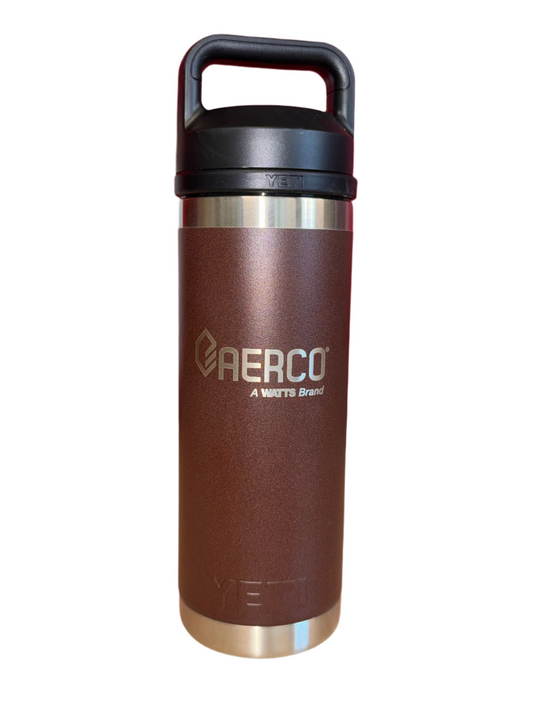 Yeti Rambler 18 oz Brown Water Bottle with Chug Cap - AERCO Branded