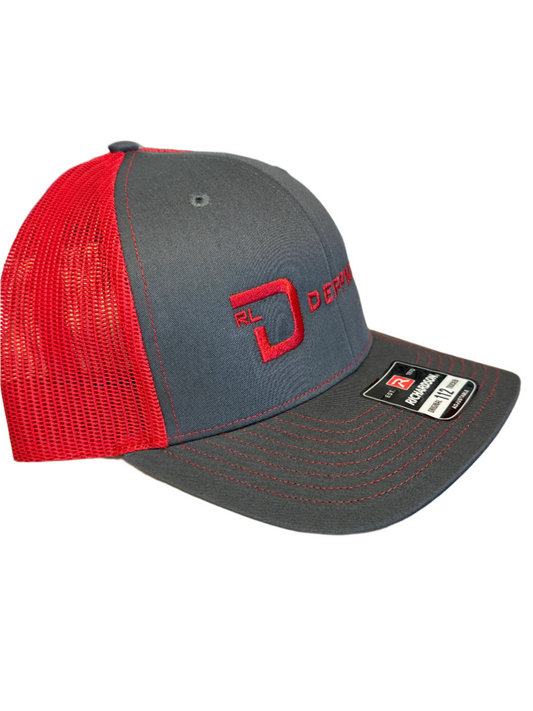 Gray and Red Richardson 112 Trucker Hat - RLD Branded