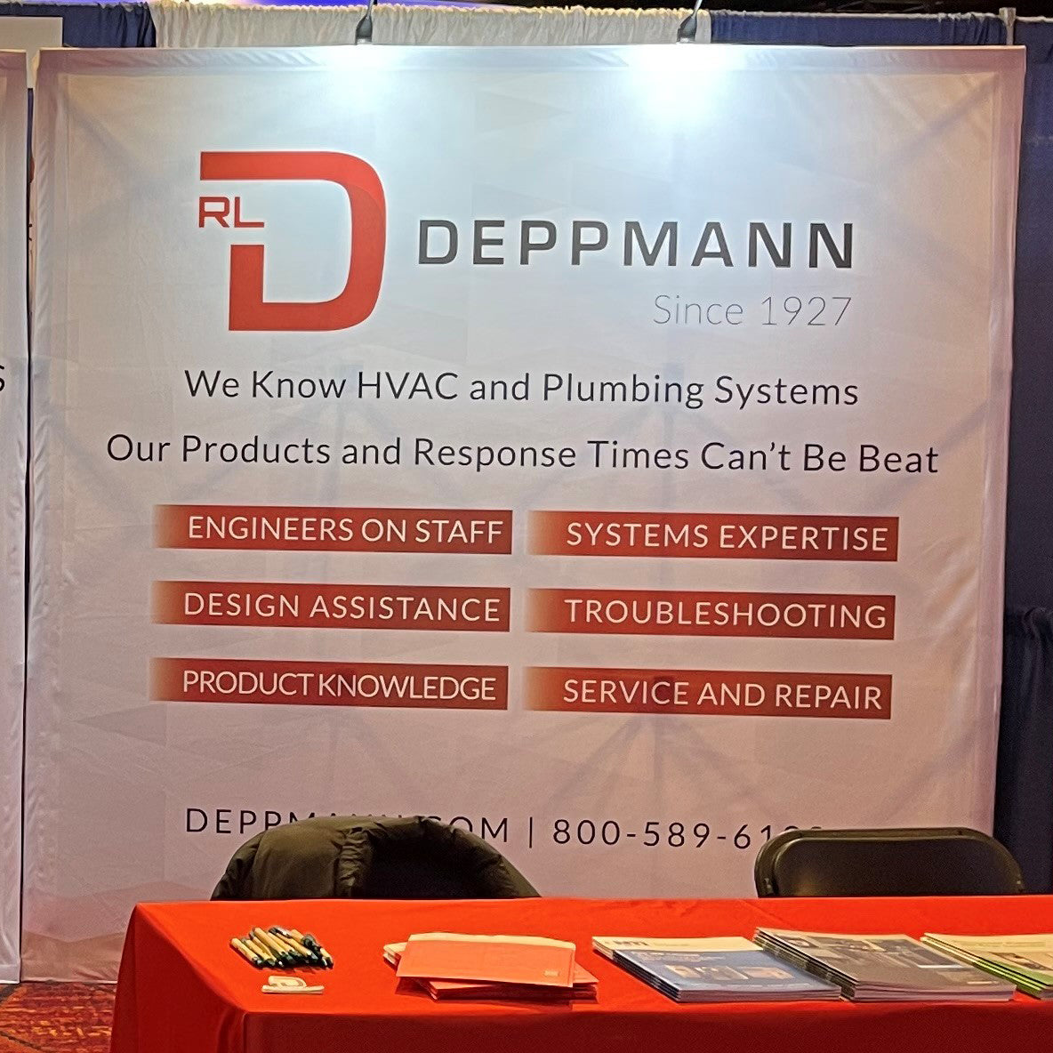 RL Deppmann Pop Up 8' Trade Show Backdrop with Lights - Rental